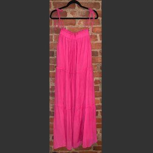 Hot Pink Tiered Midi Dress